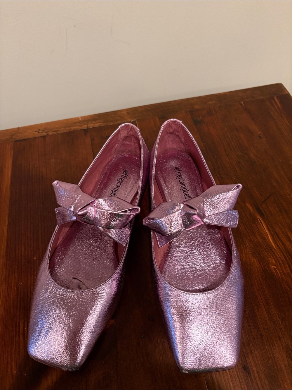 Anthropologie Jeffrey Campbell Amit Mary Jane Metallic Flats Size 7.5